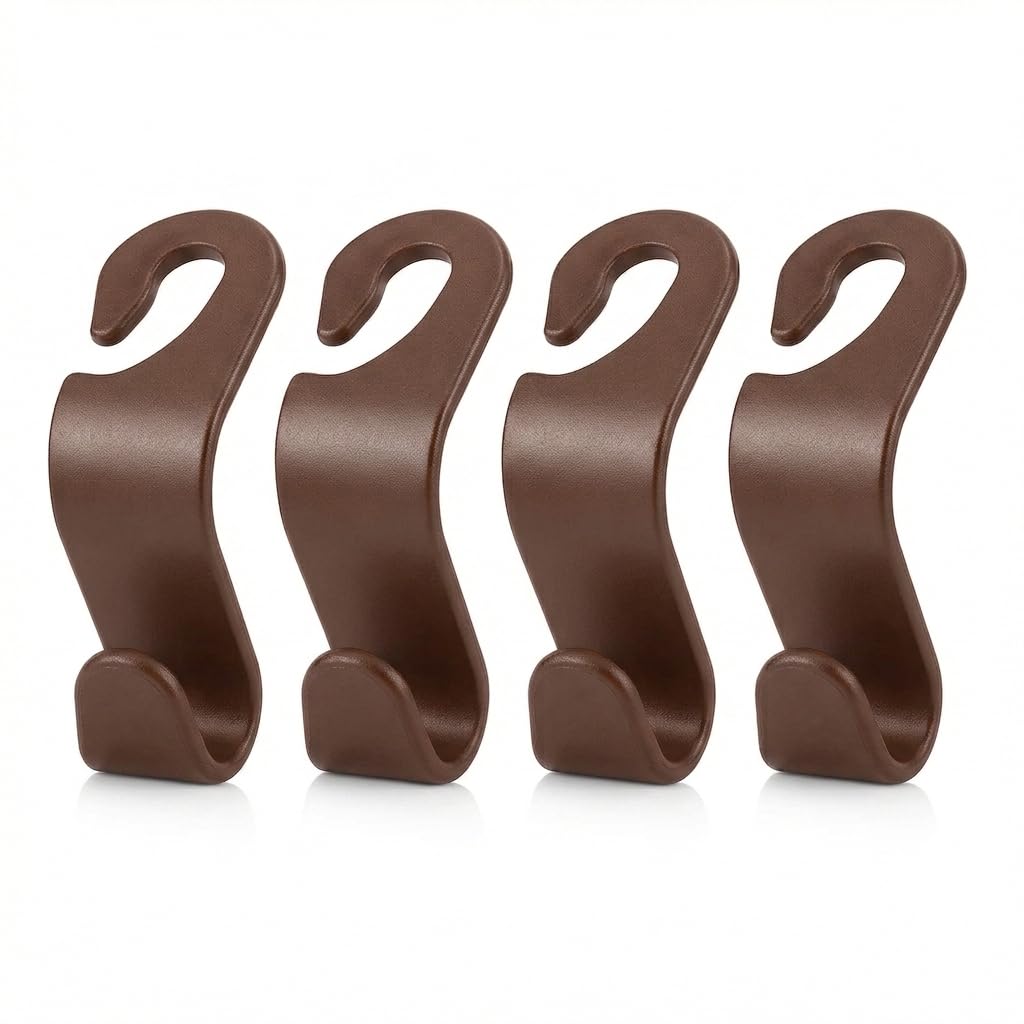 4 Pack Car Seat Headrest Hooks - Universal Back Seat Hanger for Purses, Grocery Bags, and Handbags - Stylish Black Car Organizer Hooks for Interior Storage, Easy Installation, Fits Most Vehicles