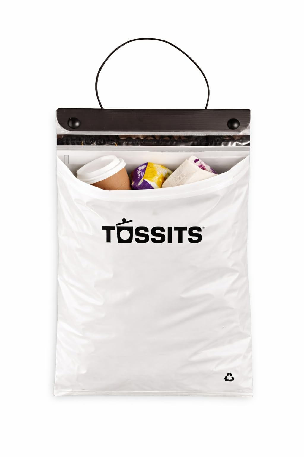 Tossits Hanging Car Trash & Garbage Bags, Disposable, White 7 Count