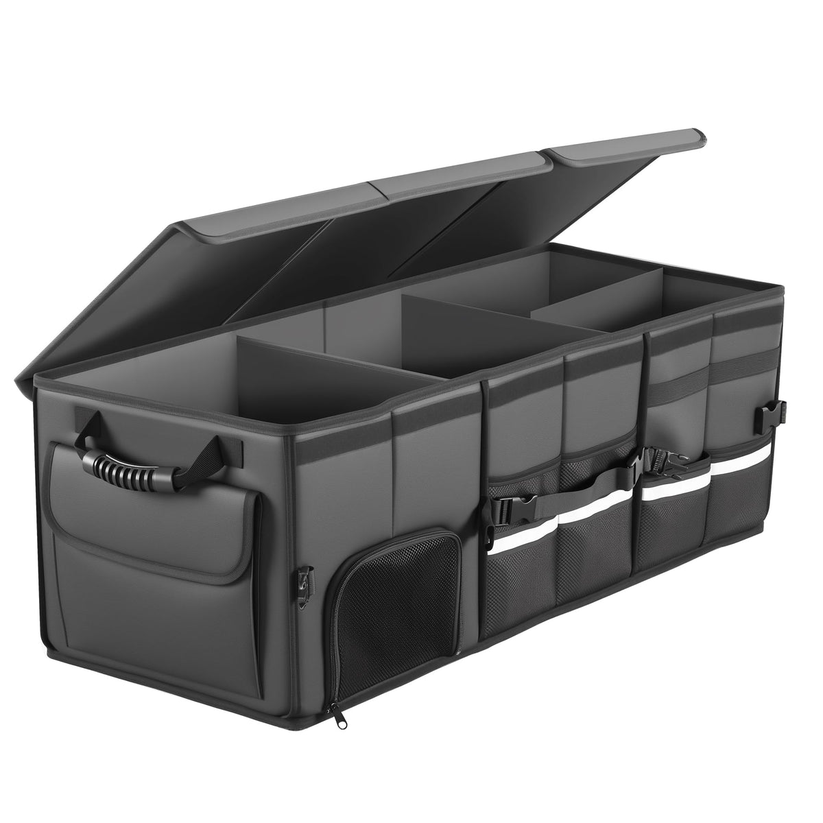 Car Trunk Organizer, 2 Compartments Car Storage Box with Lip