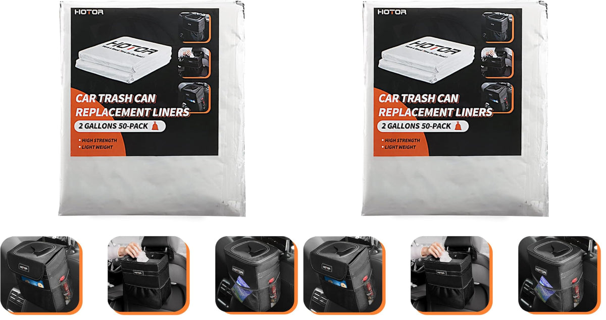 HOTOR Car Trash Bags, Liner Refills (50-Pack), (Trash Can is not Included)