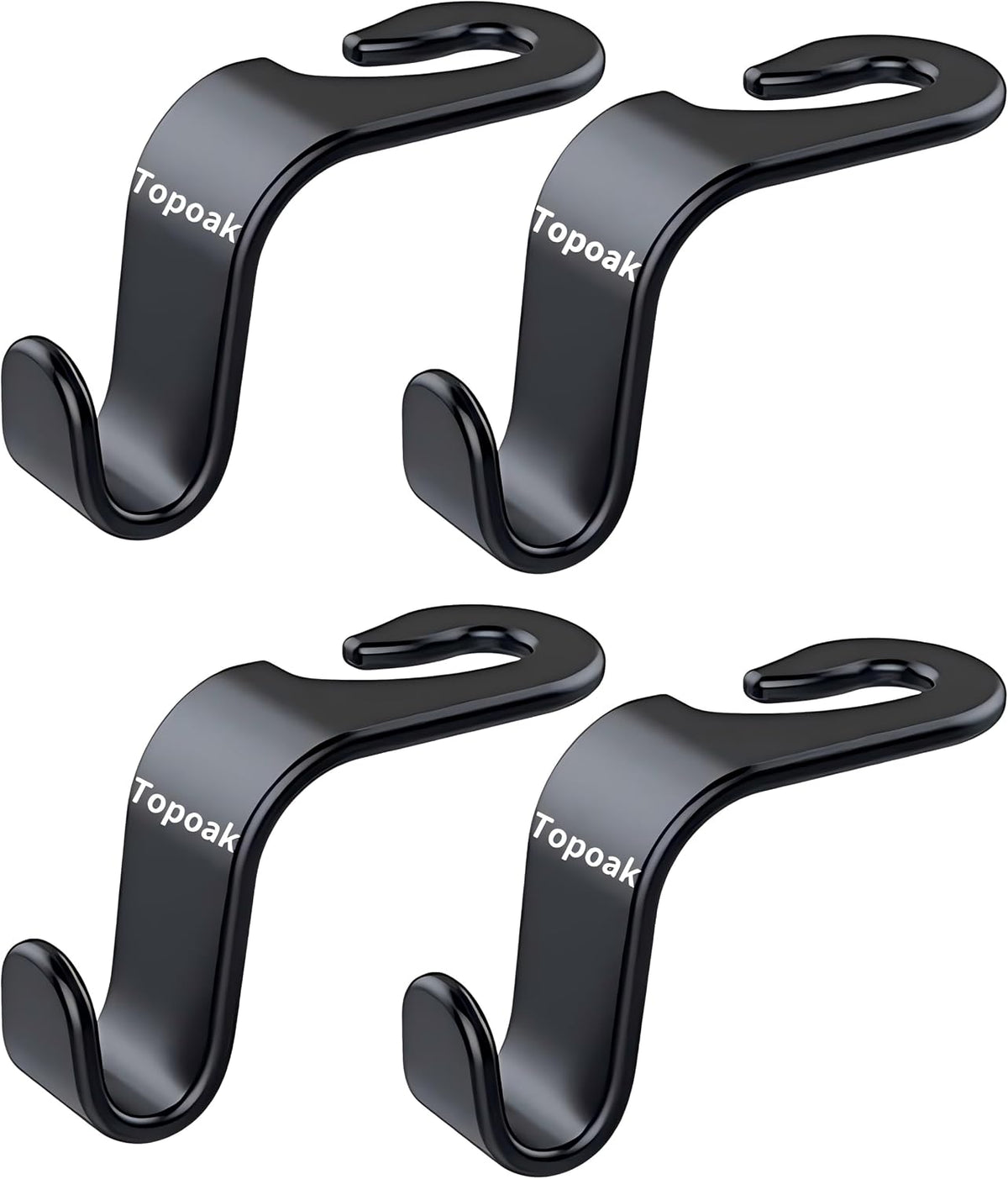 Topoak Car Seat Headrest Hook 4 Pack Hanger Storage Organizer Universal for Handbag Purse Coat fit Universal Vehicle Car Black