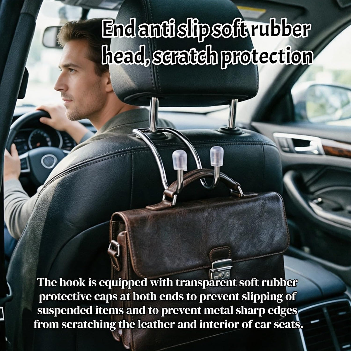 2 Pack Stainless Steel Car Headrest Hooks, Universal Hidden Backseat Hanger Organizer,Heavy Duty Car Seat Hook for Bag, Coat,Grocery Bag,Umbrella,Multi-Purpose Vehicle Storage Accessories
