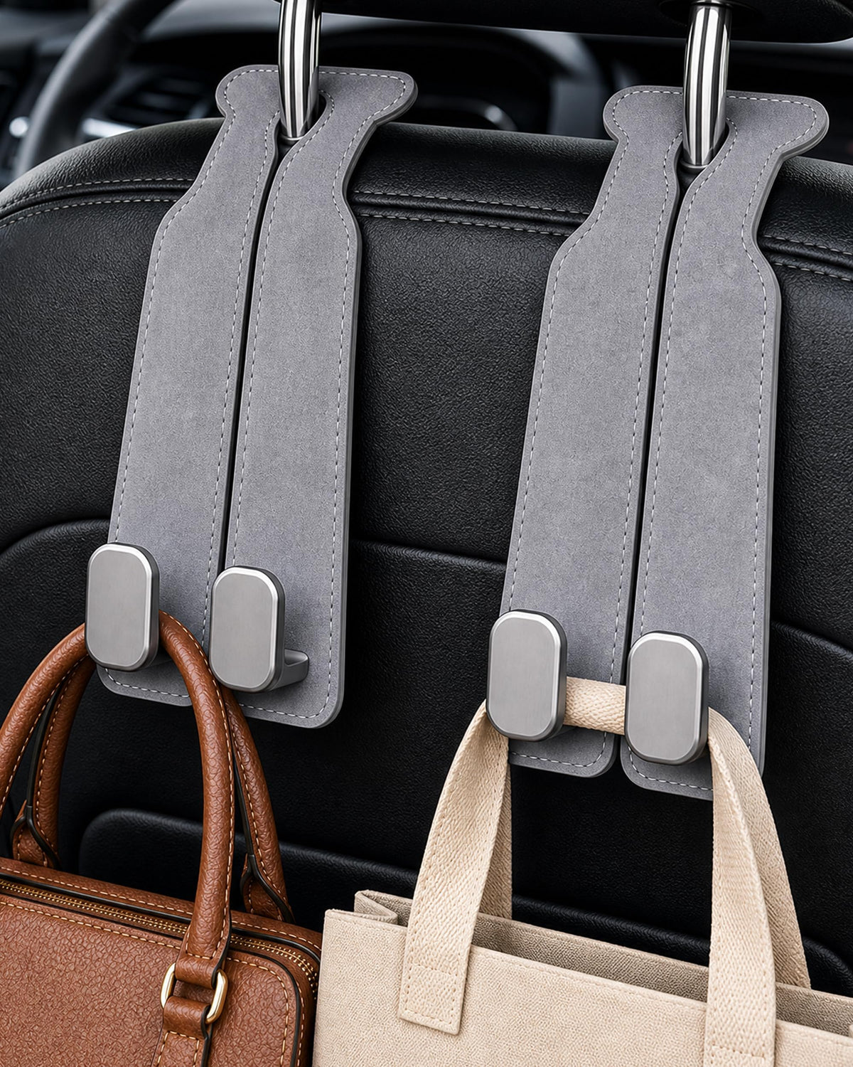 Purse Hook for Car, Headrest or Glove Box Use, Black 2 Pack