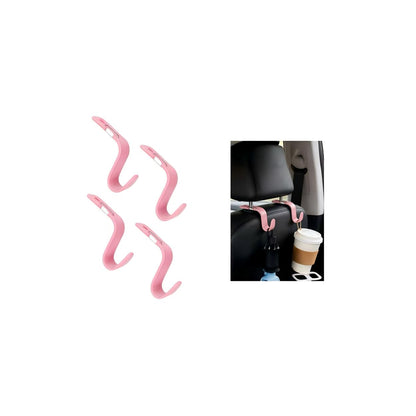 4PCS Car Seat Headrest Hook, Multi-Purpose Seat Back Hanger Purse Bag Handbag Organizer, Auto Interior Backseat Storage Hook Holder for Coat Hat Grocery Umbrella, Universal Fit (Black)