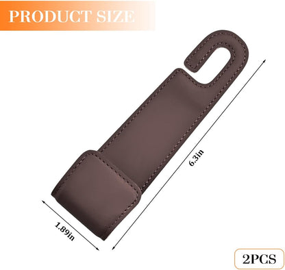 2PCS Car Seat Headrest Hook, Microfiber Leather Vehicle Back Seat Storage Hanger Holder, Automotive Purse Bag Hanging Organizer Accessories, Universal for SUV, Sedan, Truck (Brown)