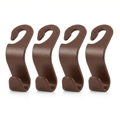 4 Pack Car Seat Headrest Hooks - Universal Back Seat Hanger for Purses, Grocery Bags, and Handbags - Stylish Black Car Organizer Hooks for Interior Storage, Easy Installation, Fits Most Vehicles