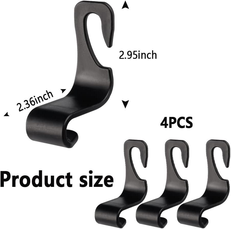 Utility Car Headrest Hidden Hook 33lbMax Car Hooks for Purses & Bags,Hat Holder for Truck Seat Hanger Storage Organizer for Coats,Umbrellas,Grocery Bags,Handbags Universal Car Accessories (Black)