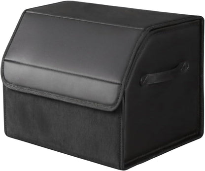 car organizers and storage for SUV,trunk organizer for sedan, leather foldable sleek box with lid,collapsible cargo bins, tool accessories containers,Collapsible Suede velvet (13 inch Covered)