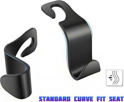 4 Pack 4.13 Inch Car Seat Headrest Hooks, Black