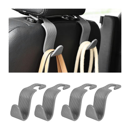 4 Pack 4.13 Inch Car Seat Headrest Hooks, Black