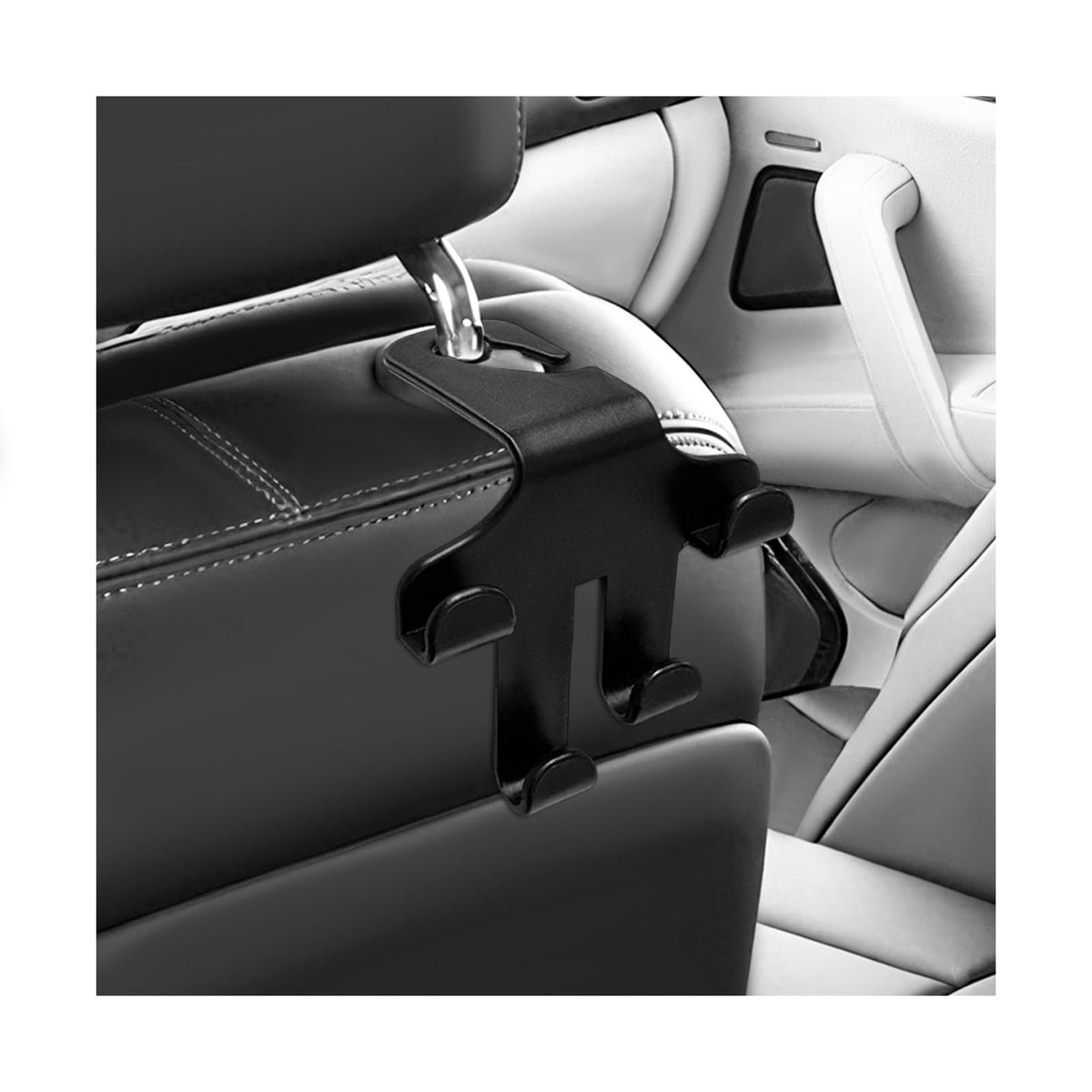 Car Seat Headrest Hooks, 4-in-1 Sturdy Car Seat Back Hanger Multifunctional Hanging Holder, Heavy Duty Auto Storage Hook Organizer for Handbags Purses Coats Grocery Bags