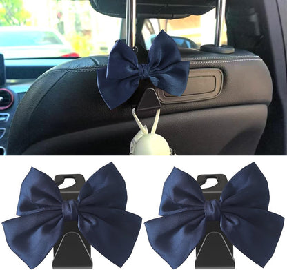 2-Pack Car Seat Headrest Hooks, Handbag Hangers, White leather