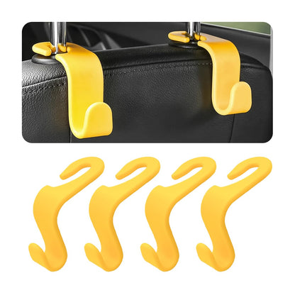 4 Pack Headrest Hooks for Vehicle Seats, Carbon Fiber/Red