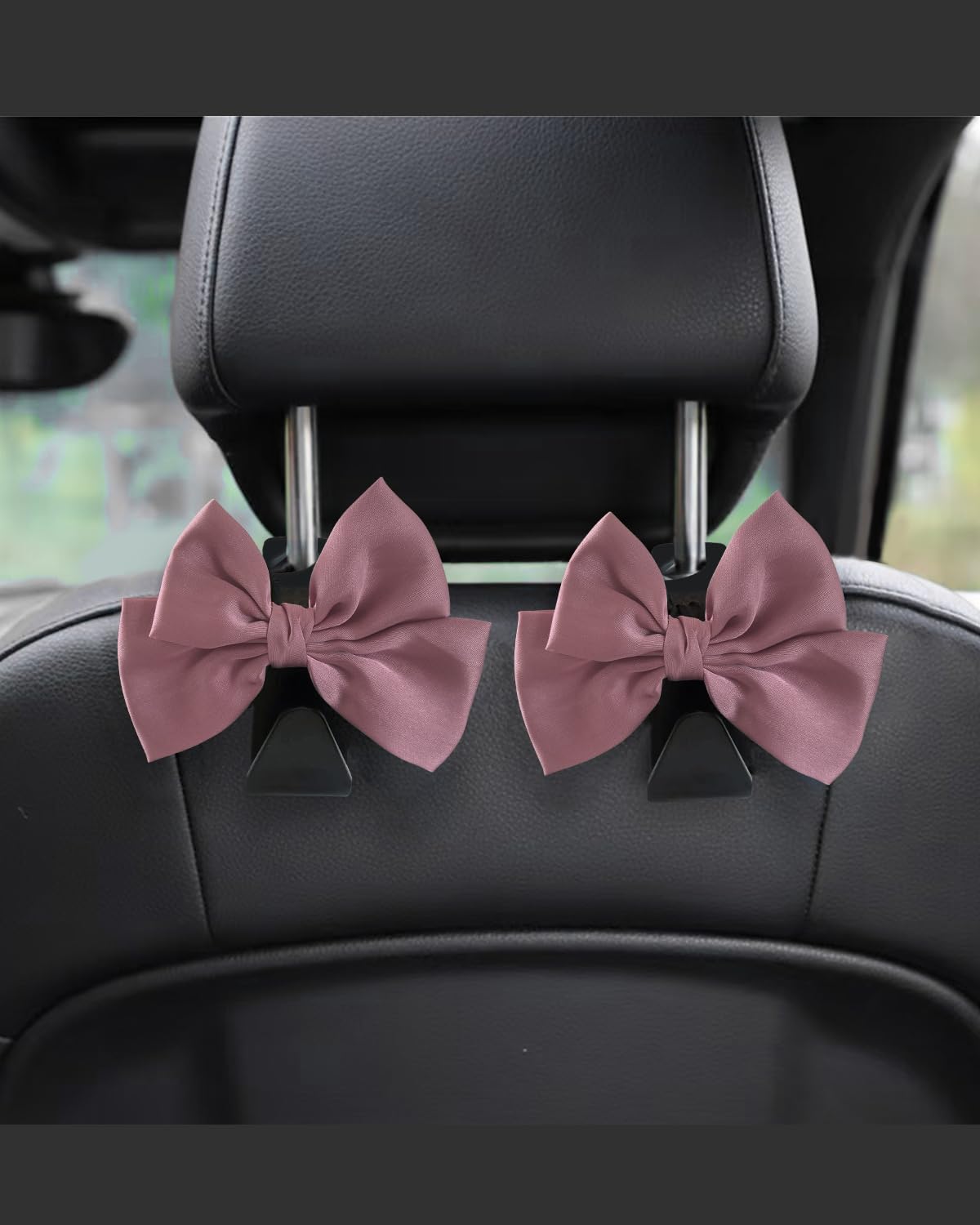 2 Pack Car Purse Hooks, Headrest Hooks for Cars, Black silk