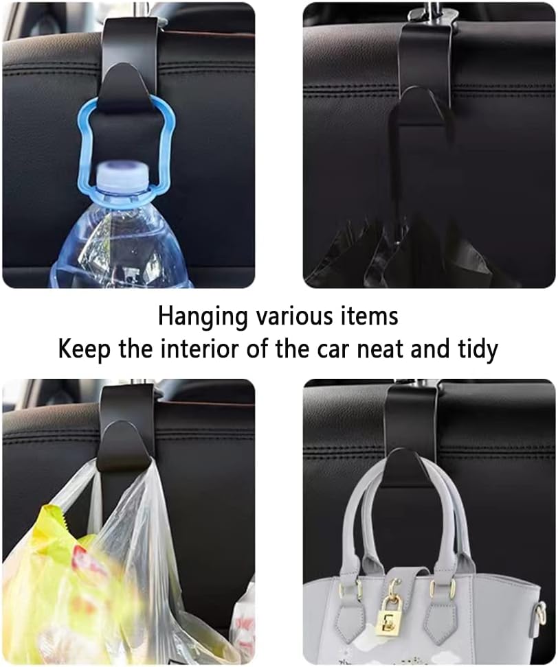 Utility Car Headrest Hidden Hook 33lbMax Car Hooks for Purses & Bags,Hat Holder for Truck Seat Hanger Storage Organizer for Coats,Umbrellas,Grocery Bags,Handbags Universal Car Accessories (Black)