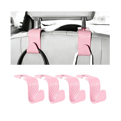 4PCS Car Seat Headrest Hook, Automotive Back Seat Storage Holder Hanger, Vehicle Interior Backseat Organizer Hanging Hook for Purse Handbag Grocery Bags, Universal Fit (Black)
