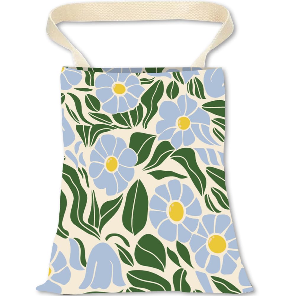 Mushroom Car Trash Can Floral Car Trash Bag Hanging Plants Snails Pattern Polyester Washable Waterproof Organizer Storage Can for Vehicle Interior Travel Accessories Reusable Leak Proof
