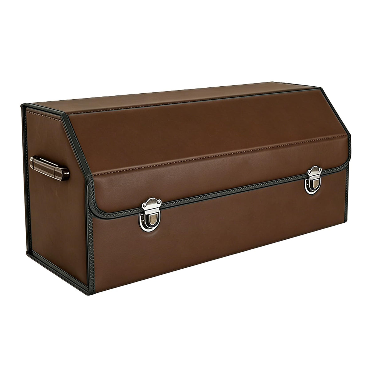 Car Trunk Organizer Leather Storage Box with Lid for Trunk SUV Sedan