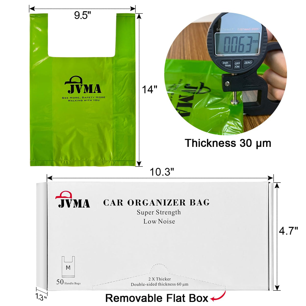 JVMA Car Garbage Can Auto Trash Hanging Bags 50 and Hook Accessories