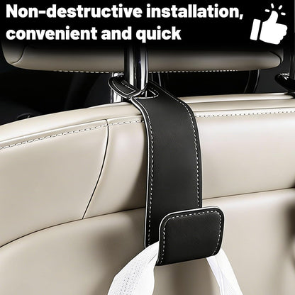 2PCS Car Seat Headrest Hook, Multipurpose Backseat Hanger Holder for Handbag Purse Umbrella, Auto Interior Seat Back Grocery Storage Organizer Hook, Universal for RV Van SUV (Black)