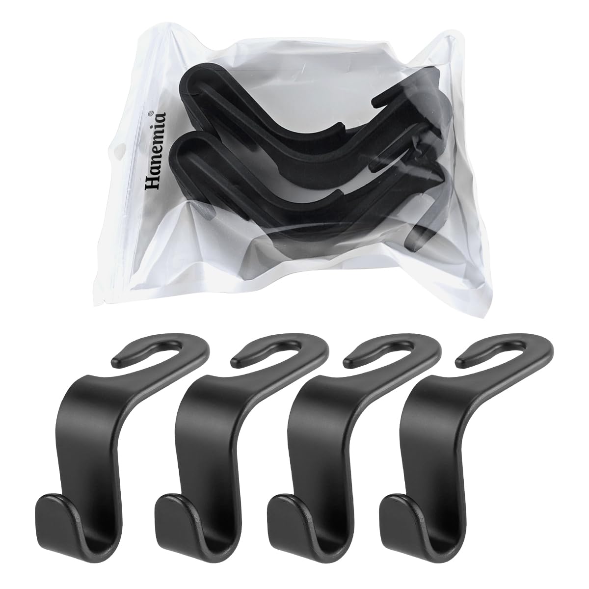 4 Pack Headrest Hooks for Vehicle Seats, Carbon Fiber/Red