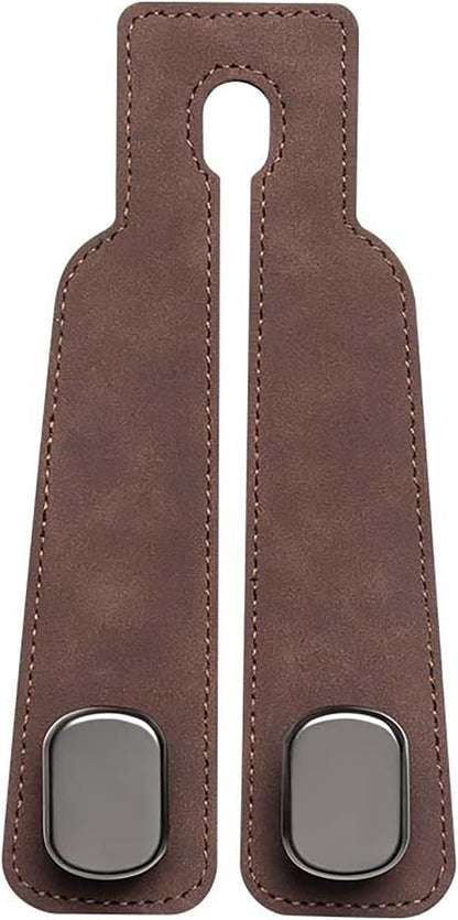 Car Seat Back Storage Hook, 7 Inch x 3.5 Inch PU Leather and Stainless Steel Soft Holder for Car Seat Back Convenient Storage (brown)