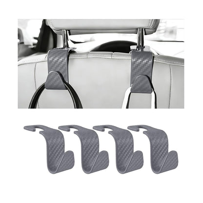 4PCS Car Seat Headrest Hook, Automotive Back Seat Storage Holder Hanger, Vehicle Interior Backseat Organizer Hanging Hook for Purse Handbag Grocery Bags, Universal Fit (Black)