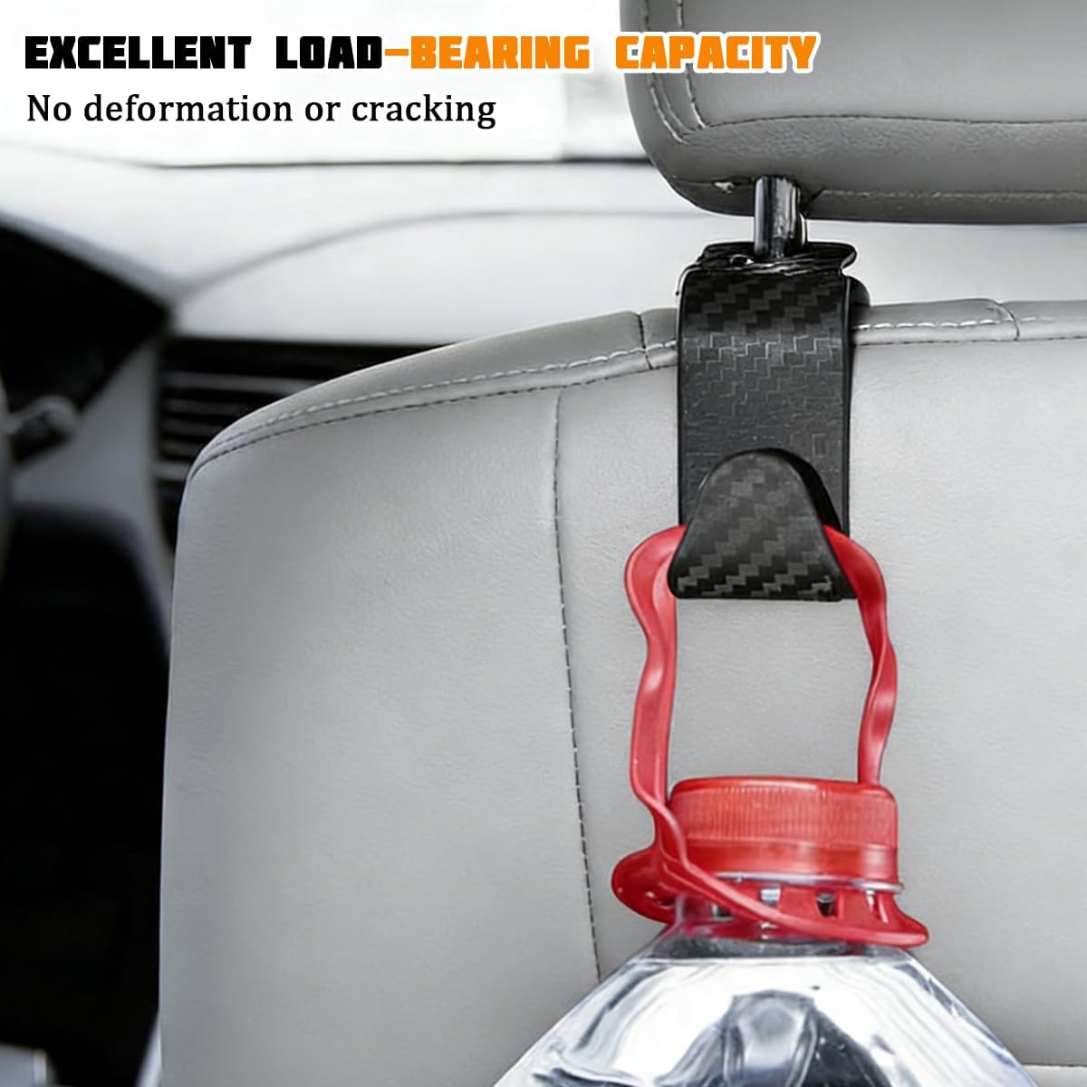 4PCS Car Seat Headrest Hook, Automotive Back Seat Storage Holder Hanger, Vehicle Interior Backseat Organizer Hanging Hook for Purse Handbag Grocery Bags, Universal Fit (Black)