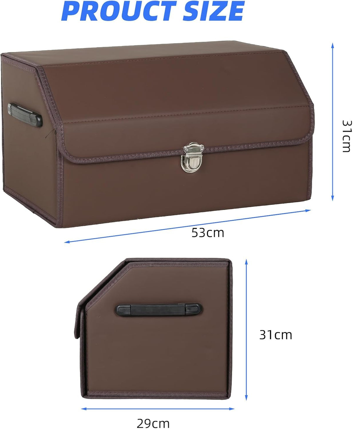 Car Trunk Organizer with Sturdy Faux Leather Lid - 20.9 inches