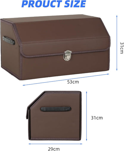 Car Trunk Organizer with Sturdy Faux Leather Lid - 20.9 inches
