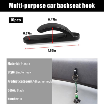 Yourkar 10 PCS Car Sticky Hooks, Multifunctional Vehicle Adhesive Hooks, Hanging Auto Storage Hooks for Key USB Cable Earphone Cable, Universal Interior Decor Car Accessories (10 PCS)