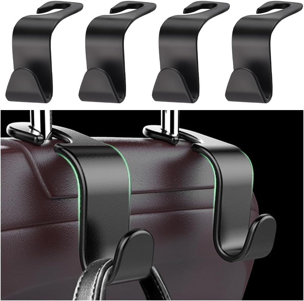 Utility Car Headrest Hidden Hook 33lbMax Car Hooks for Purses & Bags,Hat Holder for Truck Seat Hanger Storage Organizer for Coats,Umbrellas,Grocery Bags,Handbags Universal Car Accessories (Black)