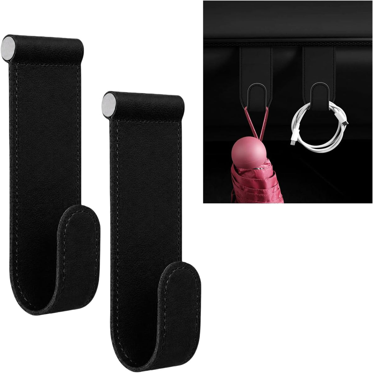 2 PCS Car Co-Pilot Glovebox Hooks, Vehicle Glovebox Storage Hanger Passenger Seat Hanging Hook, Anti-Scratch Auto Glove Box Hanger Interior Organizer for Handbags Purses Umbrellas (Black)