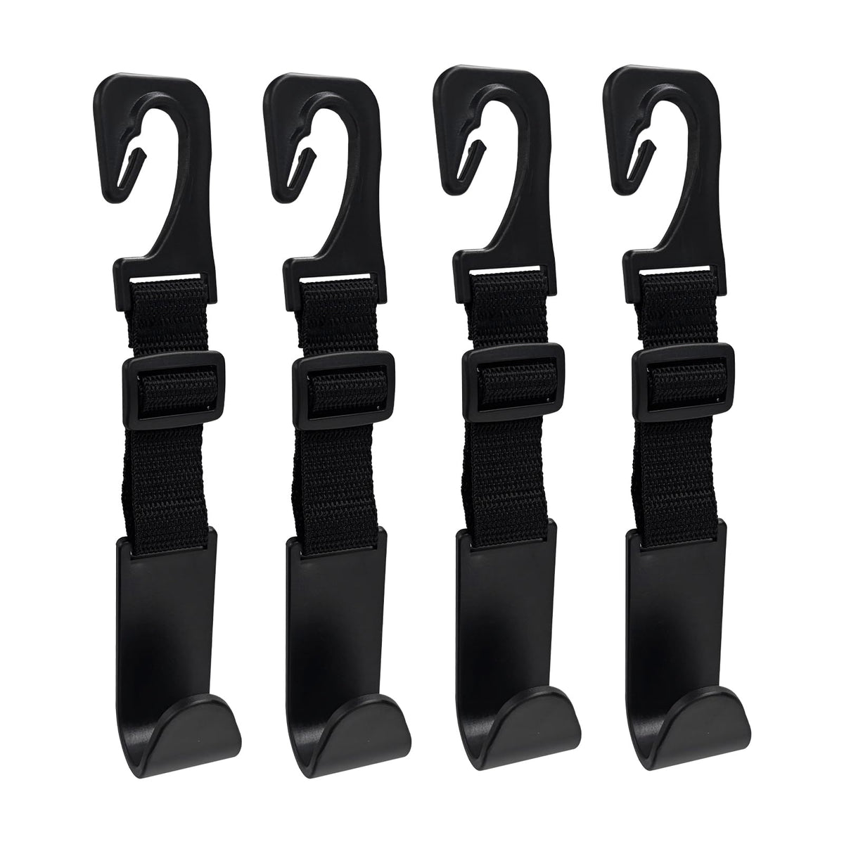 4PCS Car Seat Headrest Hook, Adjustable Vehicle Backseat Hanger Storage Organizer, Universal Seat Back Holder Hooks for Purse Coat Grocery Bag, Car Accessories (Black)