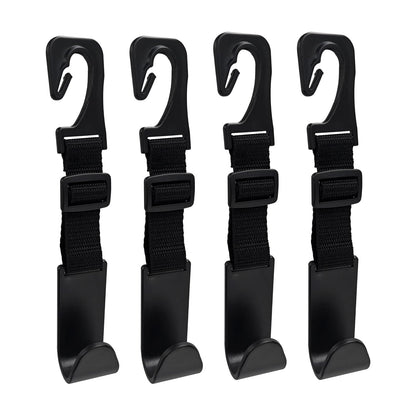 4PCS Car Seat Headrest Hook, Adjustable Vehicle Backseat Hanger Storage Organizer, Universal Seat Back Holder Hooks for Purse Coat Grocery Bag, Car Accessories (Black)