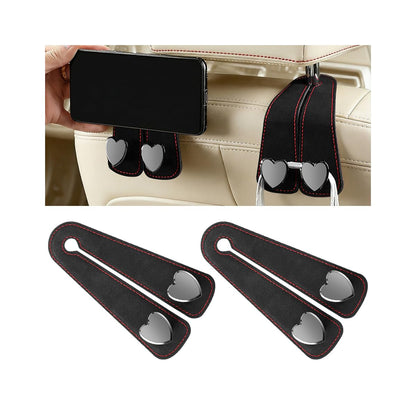 BESULEN Car Seat Headrest Hook, Vehicle Seat Back Hanger Organizer for Handbag Purse Coat, Automotive Interior Headrest Double Storage Hook, Universal Fit (Black)