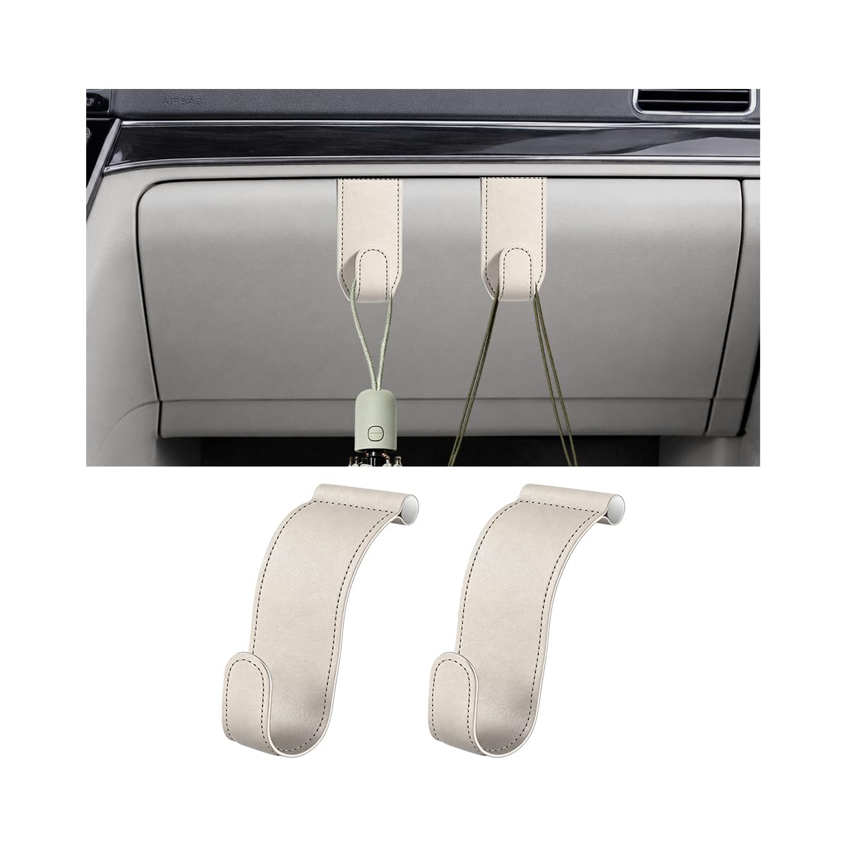 2PCS Car Co-Pilot Glovebox Hooks, Anti-Scratch Vehicle Passenger Seat Hanger Organizer, Automotive Glove Box Hanging Storage Accessories, Universal for SUV RV Truck (Black)