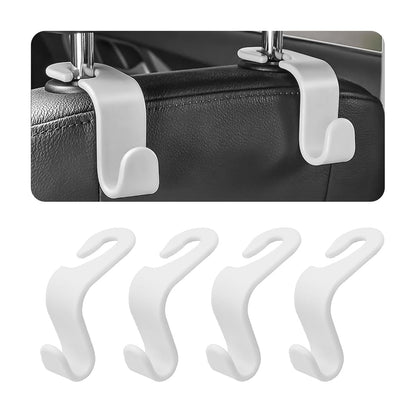 4 Pack Headrest Hooks for Vehicle Seats, Carbon Fiber/Red