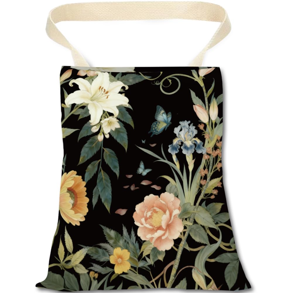 Mushroom Car Trash Can Floral Car Trash Bag Hanging Plants Snails Pattern Polyester Washable Waterproof Organizer Storage Can for Vehicle Interior Travel Accessories Reusable Leak Proof