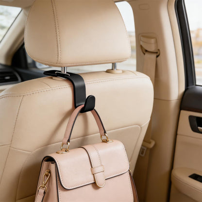 4PCS Car Seat Headrest Hook, Multi-Purpose Seat Back Hanger Purse Bag Handbag Organizer, Auto Interior Backseat Storage Hook Holder for Coat Hat Grocery Umbrella, Universal Fit (Black)
