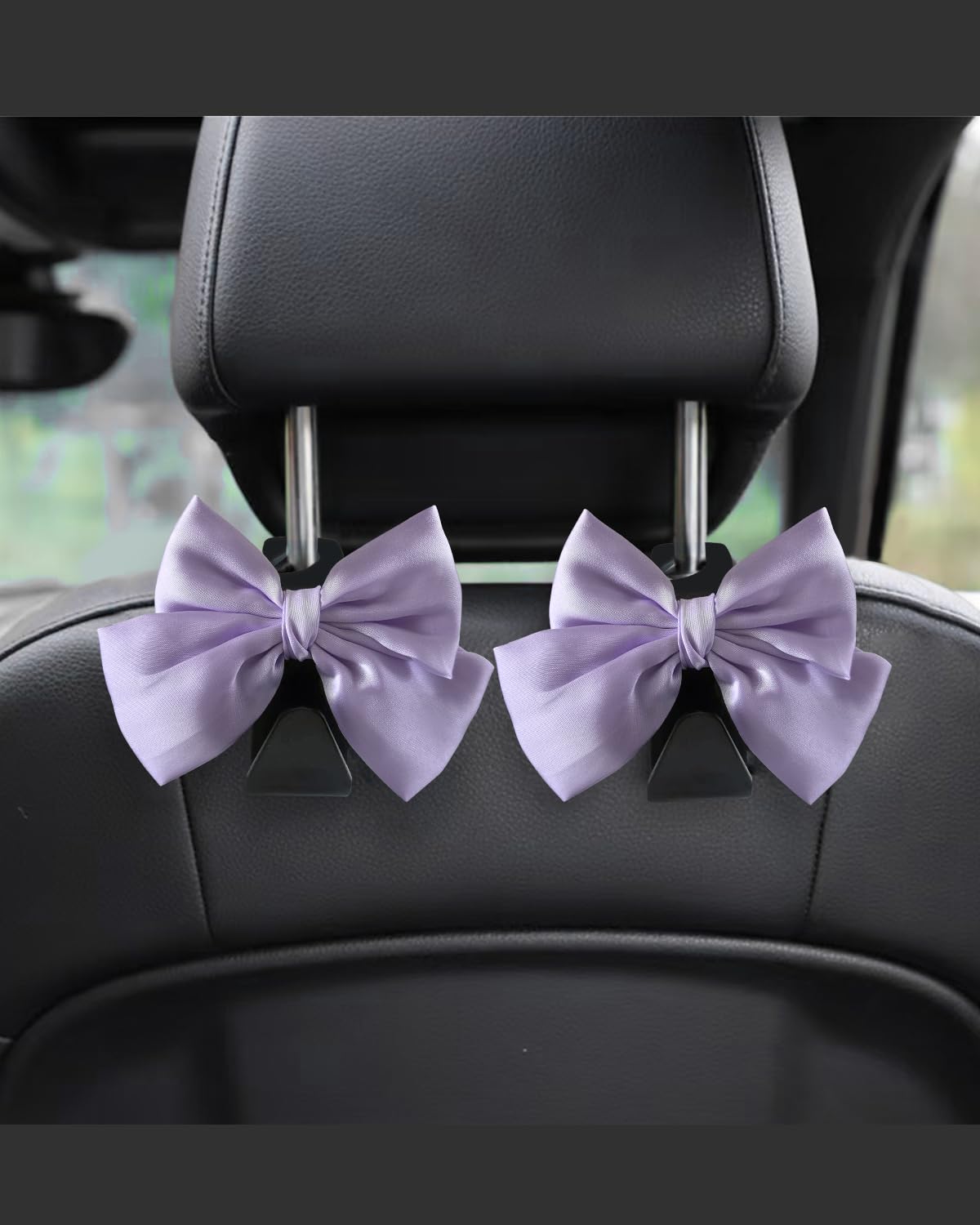 2 Pack Car Purse Hooks, Headrest Hooks for Cars, Black silk