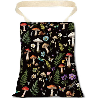 Mushroom Car Trash Can Floral Car Trash Bag Hanging Plants Snails Pattern Polyester Washable Waterproof Organizer Storage Can for Vehicle Interior Travel Accessories Reusable Leak Proof