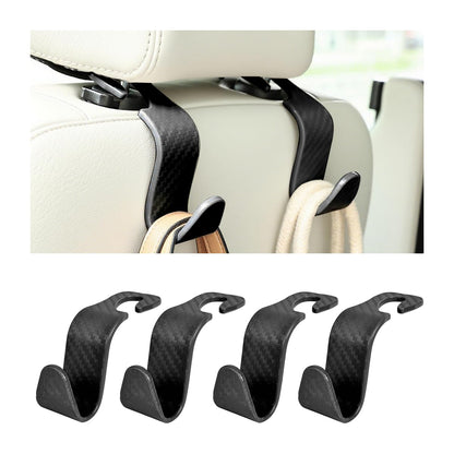 4 Pack 4.13 Inch Car Seat Headrest Hooks, Black