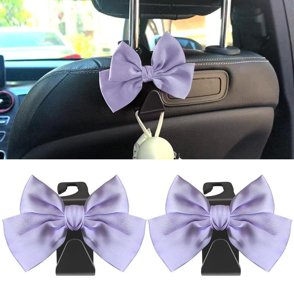 2-Pack Car Seat Headrest Hooks, Handbag Hangers, White leather