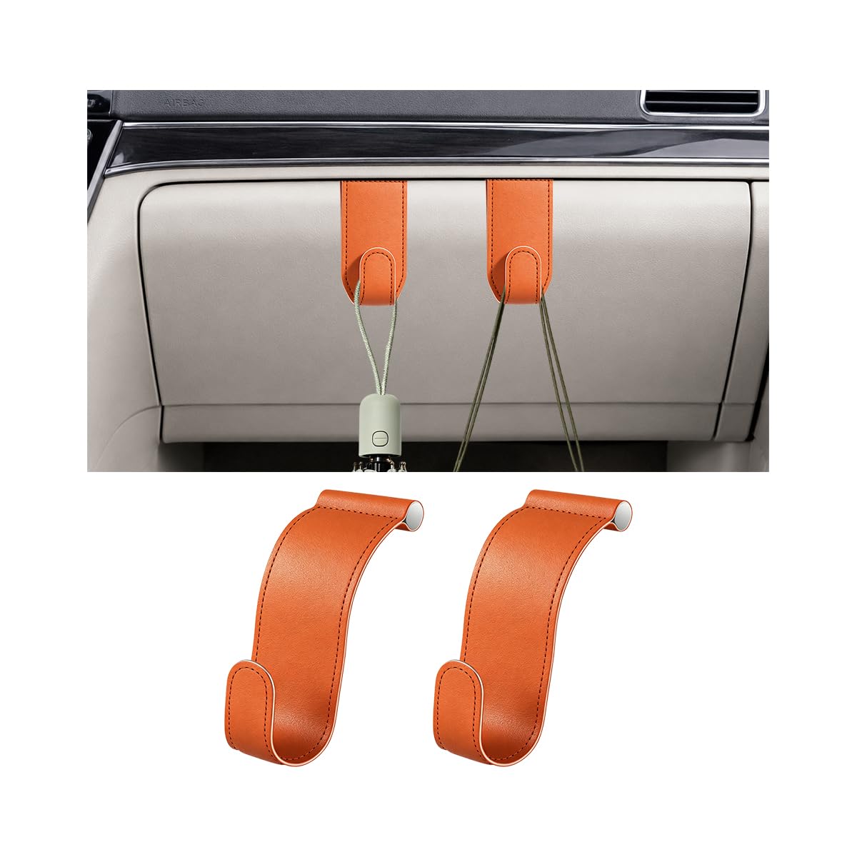 2PCS Car Co-Pilot Glovebox Hooks, Anti-Scratch Vehicle Passenger Seat Hanger Organizer, Automotive Glove Box Hanging Storage Accessories, Universal for SUV RV Truck (Black)