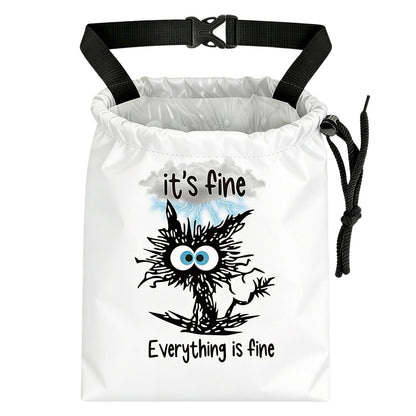Black Flower Car Trash Bag - Waterproof Car Trash Bag Hanging Leakproof Car Garbage Bag - Washable Reusable Trash Bag for Car Interior Hanging Organizer Storage Vehicle Travelling Camping