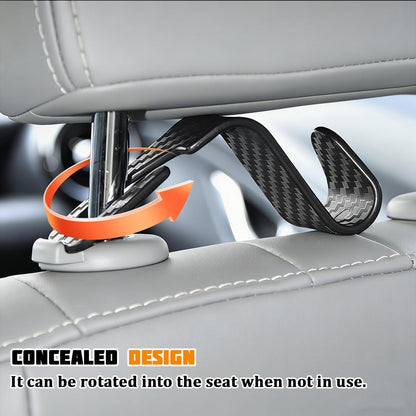 4PCS Car Seat Headrest Hook, Automotive Back Seat Storage Holder Hanger, Vehicle Interior Backseat Organizer Hanging Hook for Purse Handbag Grocery Bags, Universal Fit (Black)