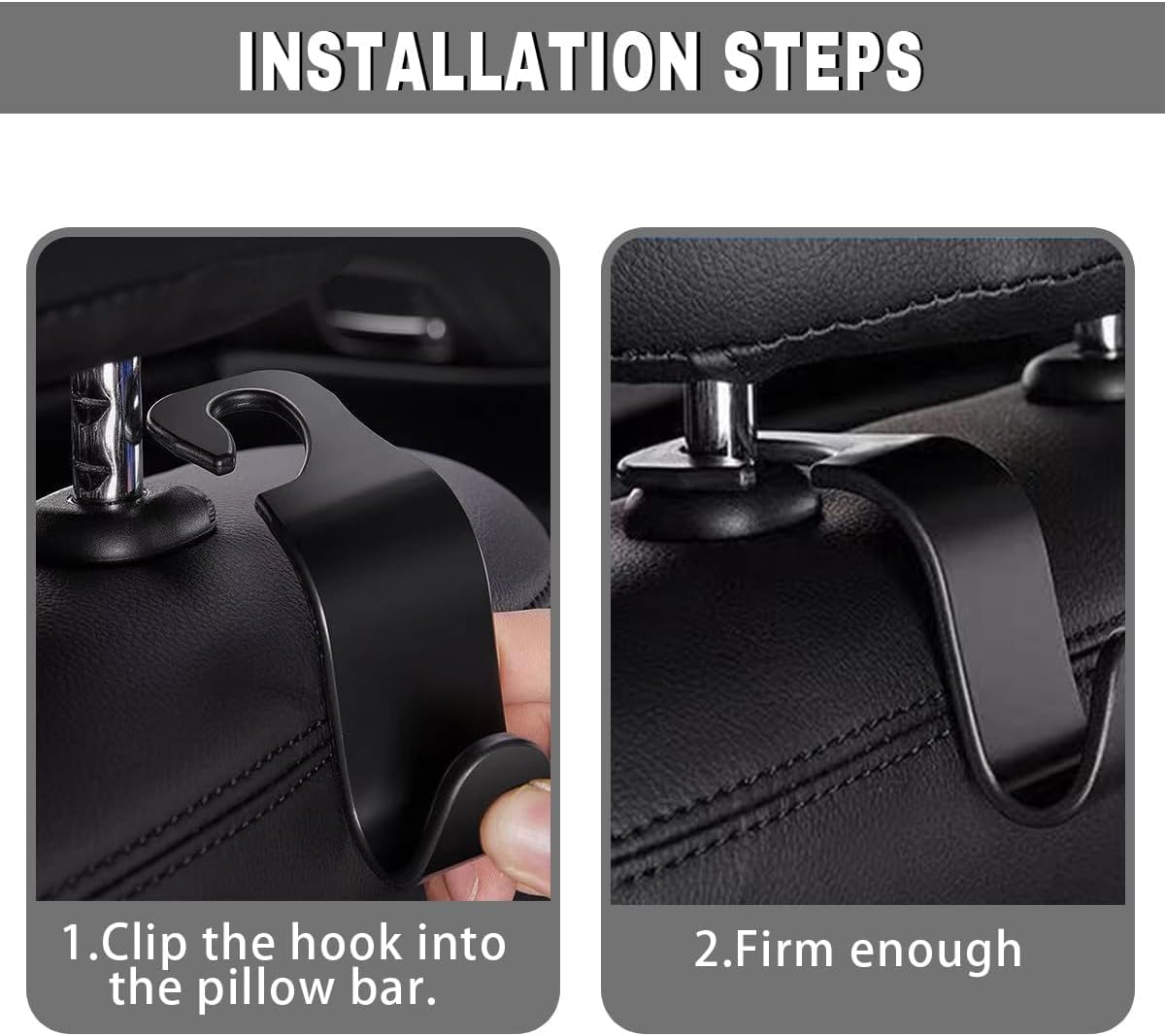 4PCS Car Seat Headrest Hooks, Auto Back Seat Hanger Holder, Durable Stylish Vehicle Organizer Universal Car Interior Accessories, Storage Hooks for Purses, Bags, Clothes, Hats