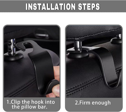 4PCS Car Seat Headrest Hooks, Auto Back Seat Hanger Holder, Durable Stylish Vehicle Organizer Universal Car Interior Accessories, Storage Hooks for Purses, Bags, Clothes, Hats
