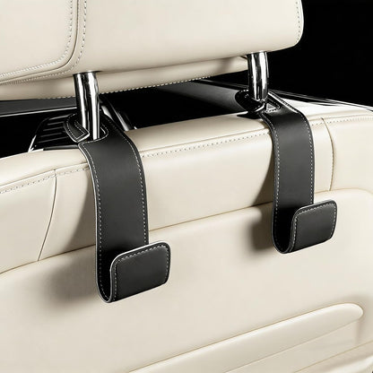 2PCS Car Seat Headrest Hook, Multipurpose Backseat Hanger Holder for Handbag Purse Umbrella, Auto Interior Seat Back Grocery Storage Organizer Hook, Universal for RV Van SUV (Black)